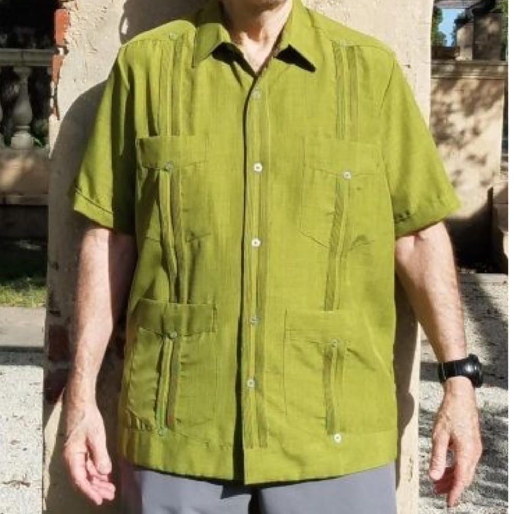 D’Accord Men’s Cuban Shirt Authentic Cuban Guayabera Shirt, Size XL
